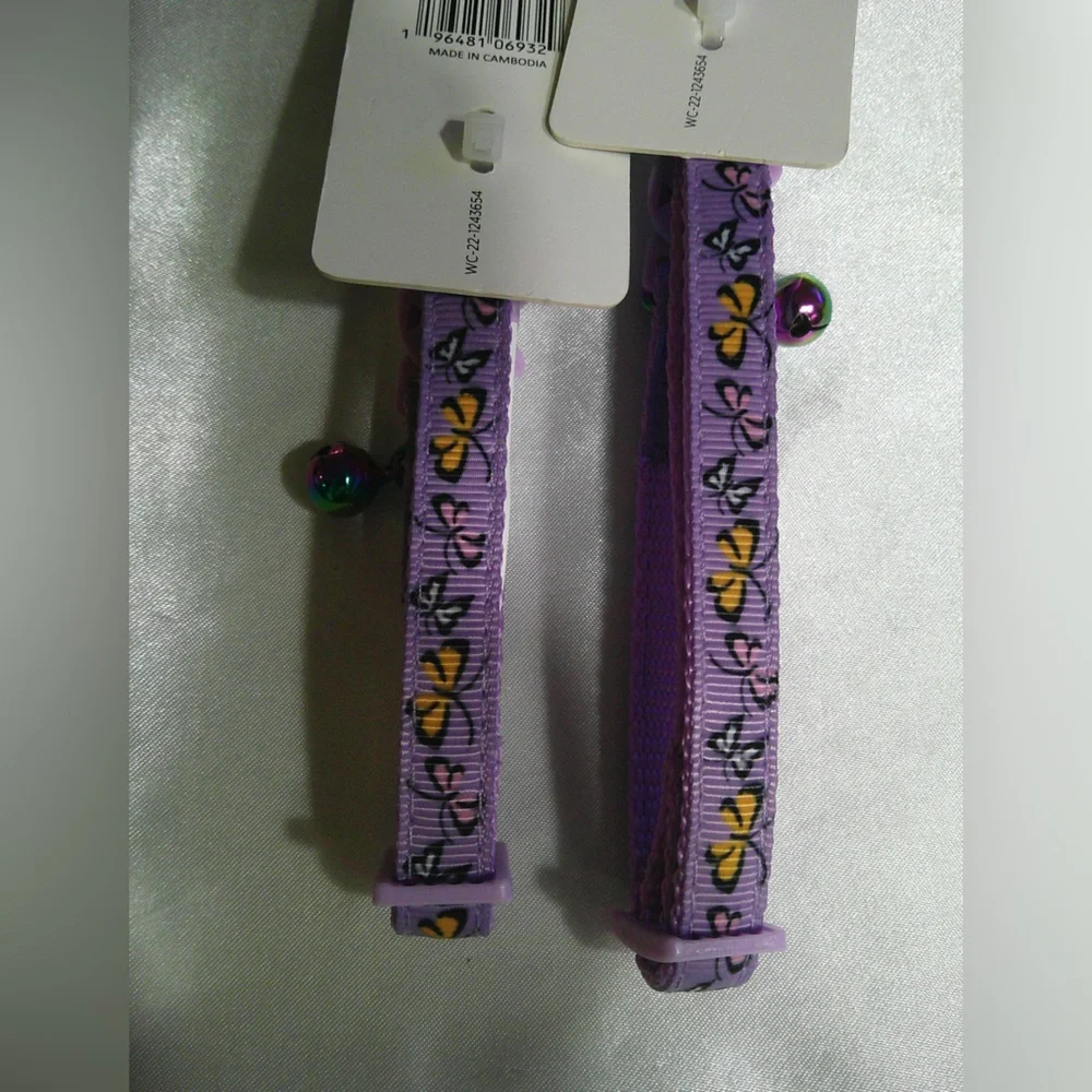 Whisker City Purple w/Yellow Butterflies Cat OR Kitten Collar